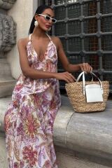 Amelia Sırt Dekolteli Şifon Elbise 2614