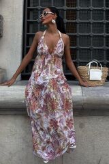 Amelia Sırt Dekolteli Şifon Elbise 2614