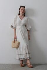 KolEtekNakışlıElbise - Beyaz