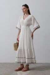 KolEtekNakışlıElbise - Beyaz