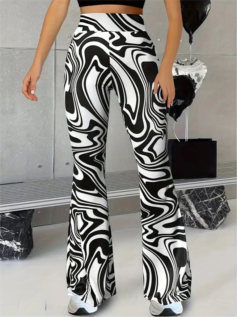 Kadın Yüksek Bel Zebra Desenli Tayt