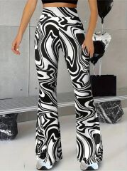 Kadın Yüksek Bel Zebra Desenli Tayt