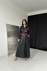 Siyah Garnili Etekli Deri Takım