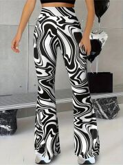 Kadın Yüksek Bel Zebra Desenli Tayt