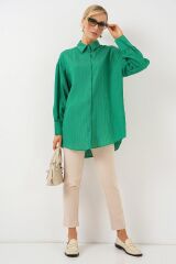Çizgili Uzun Gömlek Tunik 5963 - Yeşil