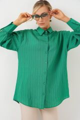 Çizgili Uzun Gömlek Tunik 5963 - Yeşil