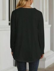 Kadın Uzun Kollu Yuvarlak Yaka Salaş Iki Iplik Bluz