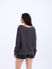 4215 TRİKO ÇİZGİLİ SALAŞ KAZAK-ANTRASİT-SİYAH