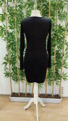 Kadın Uzun Kollu Kruvaze Yaka Kısa Kadife Elbise