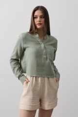 Cepli Hakim Yaka Bluz - Haki