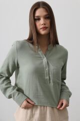 Cepli Hakim Yaka Bluz - Haki