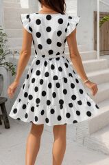 Kadın Kısa Kelebek Kollu Kruvaze Yakalı Süprem Elbise