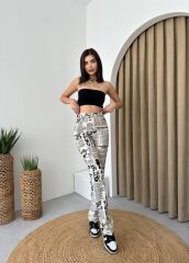 Novıne Gazete Desenli Pantolon