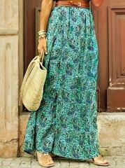 Kadın Kısa Kollu V Yaka Etnik Desenli Yırtmaç Detay Süprem Elbise (kemersiz)