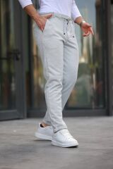 Erkek Beli Bağcıklı Duble Paça örme Pamuklu Kumaş Jogger Pantolon