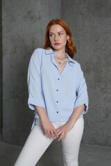 Kol Katlama Detaylı Bebe Mavi Gömlek