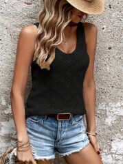 Kadın Baklava Desen Detaylı Kalın Askılı Triko Bluz