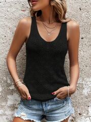 Kadın Baklava Desen Detaylı Kalın Askılı Triko Bluz