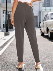 Kadın Yüksek Bel Cepli Rahat Kesim Ithal Krep Pantolon
