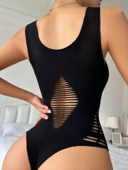 Kadın Göğüs, Sırt Ve Bel Yanları Lazer Kesik Detayviskon Kumaş çıtçıtlı Bodysuit