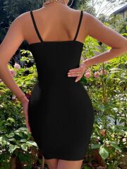 Kadın Askılı Yakası Fırfır Ve Bağlama Detay Kaşkorse Elbise