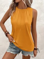 Kadın Kolsuz Bisiklet Yaka önden şerit Detaylı Viskon Bluz