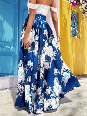 Kadın çiçek Baskılı Maxi Boy Süprem Etek