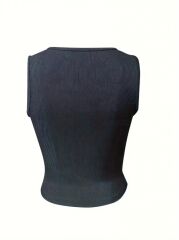 Kadın Kolsuz V Yakalı Kaşkorse Bluz