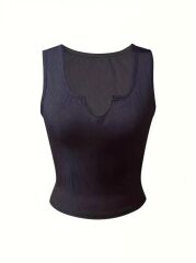 Kadın Kolsuz V Yakalı Kaşkorse Bluz