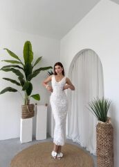 Kren Gül Detaylı Elbise