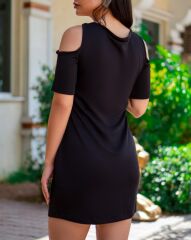 Fermuar Detay çıpa Baskılı Zincir Askılı Viskon Elbise