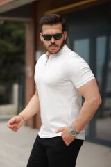 Erkek Fermuarlı Yaka Kısa Kollu Tişört