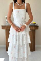 Pembe Kat Kat Arkası Bağlamalı Elbise