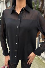 Transparan Detaylı Dökümlü Gömlek 3427