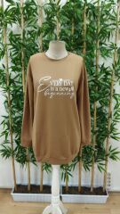 Kadın Uzun Kollu Bisiklet Yaka Kısa Viskon Iki Iplik Elbise