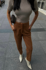 SÜET PANTOLON PENSLİ - Taba