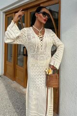 Birit Detaylı Ajurlu Elbise 2838