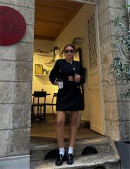 CHANEL CROP CEKET-KISA ETEK TAKIM - Siyah