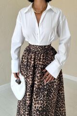 Leopar Leopar Büzgülü Uzun Etek