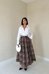 Leopar Leopar Büzgülü Uzun Etek