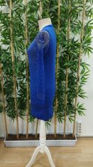 Kadın Uzun Kollu Yuvarlak Yaka Dekolteli Taşlı Dalgıç Elbise