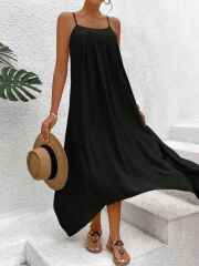 Kadın Ip Askılı V Yakalı Asimetrik Detaylı Aerobin Elbise