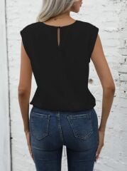 Kadın Sıfır Kol Etek Ucu Bağlama Detay Ithal Krep Bluz