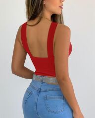 Kadın Yakası önden çaprazlı Taş Detaylı Viskon Bluz