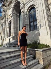 Kadın Omuz Askılı File Kumaş Likralı Mini Elbise