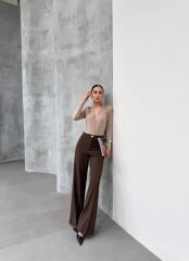 Yüksek Bel Straight Fit Palazzo Pantolon