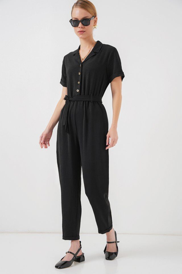 Kısa Kol Ayrobin Tulum 7030 - Siyah