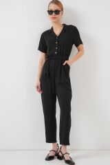 Kısa Kol Ayrobin Tulum 7030 - Siyah