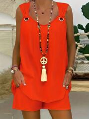 Kadın Kolsuz V Yaka Kuş Gözü Detay Bluz Short Aerobin Ikili Takım