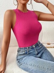 Kadın Sıfır Kol Sırt çapraz Detay Triko Bluz